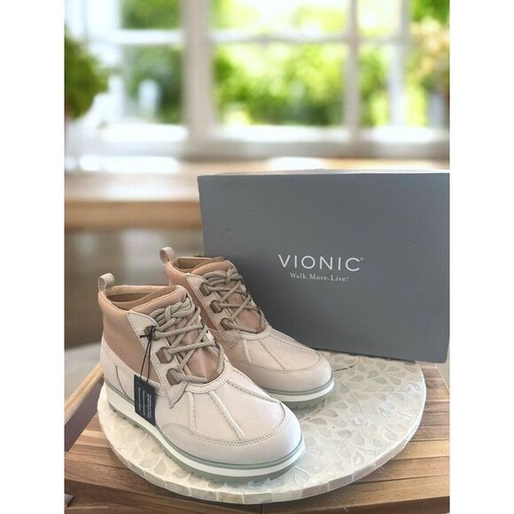 Vionic $170 Nolan Orthotic Leather Waterproof Arch Support Hiking Boot Women 6.5 - Picture 2 of 13